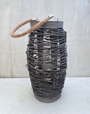 Holz Windlicht Laterne Landhaus Shabby Kerzenhalter 37cm grau/whitewashed NEU