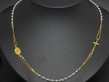 NEU Collier Halskette 925 Sterling SILBER Silberkette Rosenkranz vergoldet Kreuz