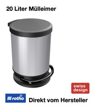 Rotho Paso Mülleimer 20l mit Pedal Geruchsdicht Kunststoff Treteimer Abfall