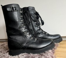 Damen Boots Esprit 40 Schwarz Biker Stiefelette Schnalle gefüttert Herbst Winter