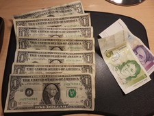 9 Geldscheine Dollar Deutsche Mark 