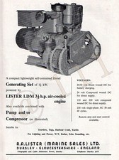 Generierset angetrieben von LISTER LDM 3,5 h.p. MARINE MOTOR ADVERT - 1956