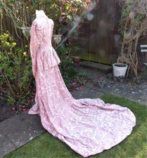 Handarbeit Vintage 1940s Original Hochzeitskleid aus Vorhänge Kleid Größe 10