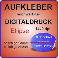 Werbe Aufkleber - ELLIPSE mit Ihrem Logo Bild Foto MATT TRANSPARENT Ablösbar