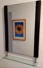 ! Wandspiegel Schminkspiegel Glasablage Ablage Braun Holzumrandung 90x60cm