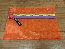 Damen House of Holland orange transparent Case File Paper Organizer Tasche Reißverschluss UK