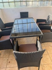 Tisch mit Stühlen für Garten, Schwarz, Gebraucht 