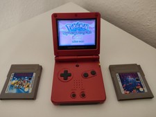 Nintendo Game Boy Advance SP Flammenrot, mit 3 Spielen, Mario, Tetris, Pokemon 