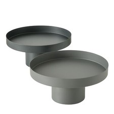 1 x Tablett Samona Eisen Ø 25 cm grau, schwarz, Dekotablett, Tischdeko, Modern