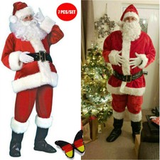 Weihnachtsmann Kostüm Verkleidung Santa Claus Anzug Nikolauskostüm 7tlg/Set XMAS