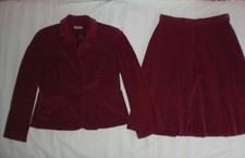 AMICHI CASUAL Damenanzug Gr.44 Blazer+Rock 95% Baumwolle Weinrot Top Zustand 