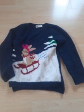 Pulli Pullover Strickpulli H&M blau Hase Mädchen Girl, Gr. 110/116