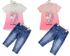 Kinder Mädchen T-shirt Leggings Outfit Sommer Set Einhorn