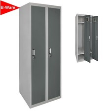 B-WARE Garderobenschrank Doppelspind 180x60x50cm Grau-Dunkelgrau Metallschrank