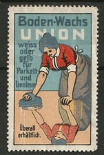 Reklamemarke - Union Bodenwachs in weiss oder gelb für Parkett und Linoleum 