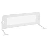 COSTWAY Bettgitter klappbar, 120 x 42cm Bettschutzgitter mit Verstellbarer Gurte, EIN-klick-Faltung, Rausfallschutz Bett 180° faltbar für Boxspringbett, Elternbett, Kinderbett (Weiß)