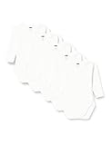 MEA BABY Unisex Baby Langarm Wickelbody aus 100% BIO-Baumwolle im 5er Pack, Baby Wickelbody weiß (Creme) , Baby Wickelbody weiß für Mädchen, Baby Body weiß für Jungen. (56)