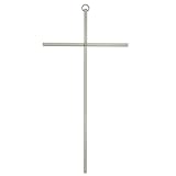 Wandkreuz | Schlankes minimalistisches Design | metallische Spiegeloptik in Goldton oder Silber | christliche Wohnkultur | tolles Geschenk zur Taufe, Erstkommunion und Konfirmation (silberfarben)