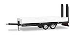 herpa 076913 LKW Tieflade-Tandemanhänger mit Auffahrrampen, weiß