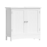 VASAGLE Waschbeckenunterschrank, Unterschrank, Badezimmerschrank, 30 x 60 x 60 cm, 2 Türen, Badschrank, höhenverstellbare Ablage, weiß BBC01WT
