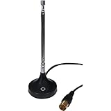 Oehlbach Radio Rod FM DAB+ Stabantenne für DAB+ FM UKW Stereo Radioempfang (75 Ohm, Teleskopantenne, Magnetfuß, Koax F-Secker Adapter) schwarz 17207