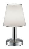 Trio Leuchten Tischleuchte Mats II 599700101, Metall Nickel matt, Stoffschirm weiß, exkl. 1x E14, On/Off Touch