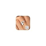 Diamday Silber 925 Ringe Damen Verstellbare Offener Ring Ehering 925 Silber Verlobungsring Chunky Klobiger Ring mit Teardrop Design Hypoallergen Daumenring Geschenk für Frauen