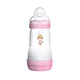 MAM Easy Start Anti-Colic Babyflasche (260 ml), Milchflasche mit innovativem Bodenventil gegen Koliken, Baby Trinkflasche mit Sauger Größe 1, ab der Geburt, Tiger