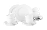 Seltmann Weiden Kaffeeservice 18-teilig | Rondo Liane uni, 6 Personen, Weiß