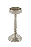 Spetebo Kerzenständer aus Aluminium für Stumpenkerzen - 22 cm - Metall Kerzenhalter im antiken Design - Deko Kerzen Ständer Halter Silber auf Fuß