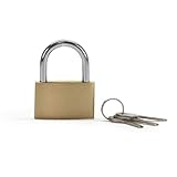 Vorhängeschloss mit Schlüssel für Schließfächer, Schrank, Kofferraum, Werkstatttor, Schuppen – verstärkte Sicherheit, Vorhängeschloss aus gehärtetem Stahl und Messing, goldfarben