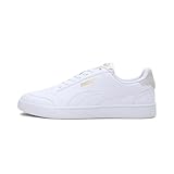 PUMA Unisex Puma Shuffle Sneaker, Puma White-Puma White-Puma Team Gold, 40.5 EU