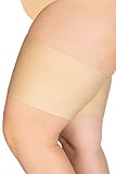 Annes styling Elastische Oberschenkelbänder für Damen, scheuern nicht, verhindern das Reiben der Oberschenkel, aus Satin gefütterter Silikon, Satin Natural L