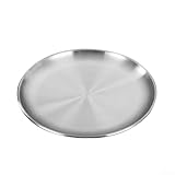 Edelstahl-Teller, runde Form, 14/17/20/23/26 cm Durchmesser, Speiseteller, Metallteller zum Essen, Camping, Grillen, Küche, Frühstück, Mittagessen (17 cm)