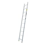 Bayersystem BS-DJ 1x10 Aluminium Anlegeleiter, 10 Sprossen, bis 150 kg belastbar, Leiterhöhe 2,69 m, max. Arbeitshöhe 3,52 m, Profi-Leiter, Stufenanlegeleiter, Silber/Gelb