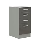 Küchen Unterschrank 40 Hochglanz Grau Küchenzeile Küchenblock Küche Grey Bianca