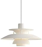 Pendelleuchte Weiss Aluminium Schatten Nordic Stil Pendellampe Esszimmer Esstisch Schlafzimmer Hängeleuchte Designer Vintage E27 Höhenverstellbar Innen Dekorativ Aufhängung Beleuchtung