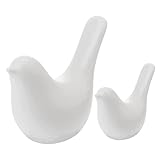 2 Pcs Keramik Vogel Figuren Desktop Home Dekoration Moderne für Nordic Raum Wohnzimmer Hochzeit Kunst Büro Garten (Weiß)
