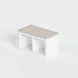 Sitzauflage für Kallax Regal 1x2, 1x3 und 1x4-4cm dickes Sitzkissen, Polster + waschbarer Bezug mit Reißverschluss - Ideal für Sitzbank im Flur & Kinderzimmer, in Grau oder Beige (76, Beige)