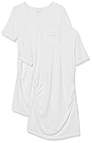 Amazon Essentials Damen Kurzärmeliges Umstands-T-Shirt mit V-Ausschnitt und Raffung, 2er-Pack, Weiß, XXL