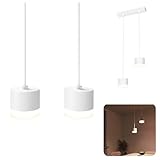 SSC-LUXon VORA Design Hängeleuchte 2-flammig weiß mit Lichtrand - Pendellampe Wohnzimmer hängend inkl. GX53 LEDs neutralweiß 3W