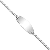 Panzer-Armband aus 14 Karat Weißgold, oval, Identifikationsarmband, 8,5 mm, 15 cm