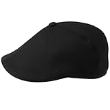 Kangol 504 Flexfit Mütze Flatcap Schirmmütze Herren - Schiebermütze Wollcap mit Schirm Herbst Frühjahr Winter Sommer Frühling-Sommer Herbst-Winter - S/M (54-57 cm) schwarz