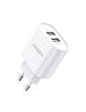 UGREEN USB Ladegerät mehrfach 3.4A Ladestecker USB 2 Ports mit intelligenter Technologie USB Netzteil kompatibel mit iPhone 14/13/12/11/X/8/7, iPad, Galaxy S10 S9 A51, Handys, Kamera,Tablets usw