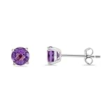 Amethyst Ohrstecker 585 Gold Edelmetall Natürlich Gelbgold, Weißgold, Roségold Schmuck Ohrstecker 5 x 5 mm Neu (Weißgold)