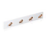 Kukicu Wandgarderobe Weiß - Garderobe Holz 4 Haken - Kindergarderobe, Kleiderhaken Wand für Schlafzimmer, Garderoben, Badezimmer und Kinderzimmer