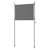 pro.tec Außenrollo Cimarra 150 x 270 cm Balkonrollo Senkrechtmarkise mit Handkurbel Sichtschutz witterungsbeständig Stahlgestell Dunkelgrau