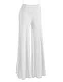 Cegerne Damen Palazzo Hose Elegant Weite Bein Marlenehose High Waist Stretch Hosenrock Lang Sommerhose, Weiß, S