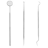 Zahnpflege Set 3 Pcs, Zahnarzt Instrumente, Zahnsteinentferner Zahnreinigung, Zahnarztbesteck Edelstahl, Zahnreinigungsset Professionell Zahnsonde Zahnhygiene Tools Mundspiegel Zahnstein Schaber