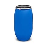 AGROHIT Weithalsfass 220 l, Sauerkrautfass mit Deckel, Regenfass, Deckelfass für Camping und Aufbewahrung von Lebensmitteln oder Wasser, Robust & Lebensmittelecht, Wasserfass, Blau